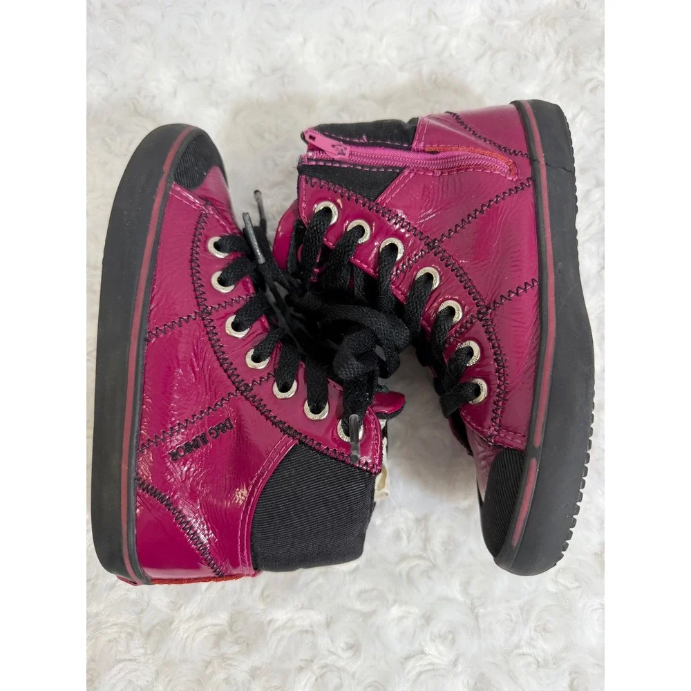 D&G Junior Dolce &‎ Gabbana Girls Magenta Patent Leather High Top Sneakers
